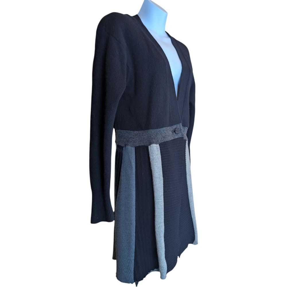 Black And Gray Tunic Length Cardigan